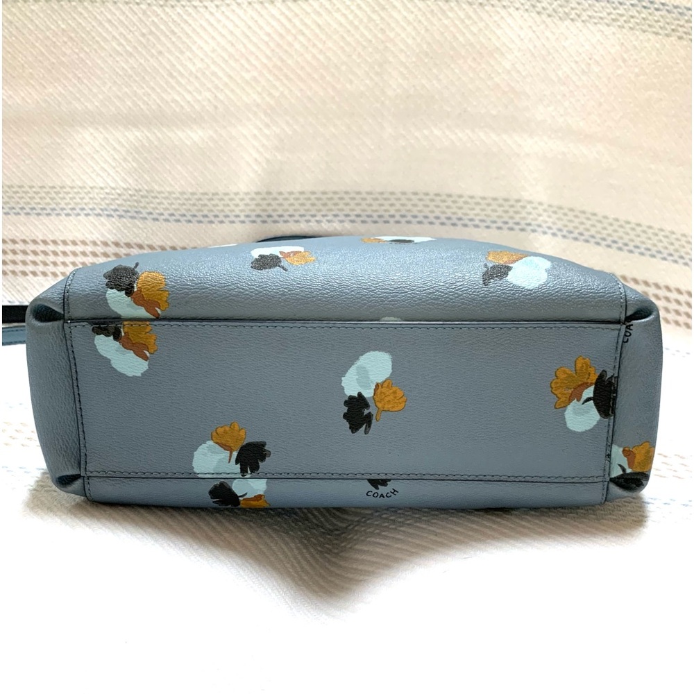 Coach Minetta Multi Compartment Floral Satchel/Crossbody Dusty Light Blue Bag - Picture 9 of 13